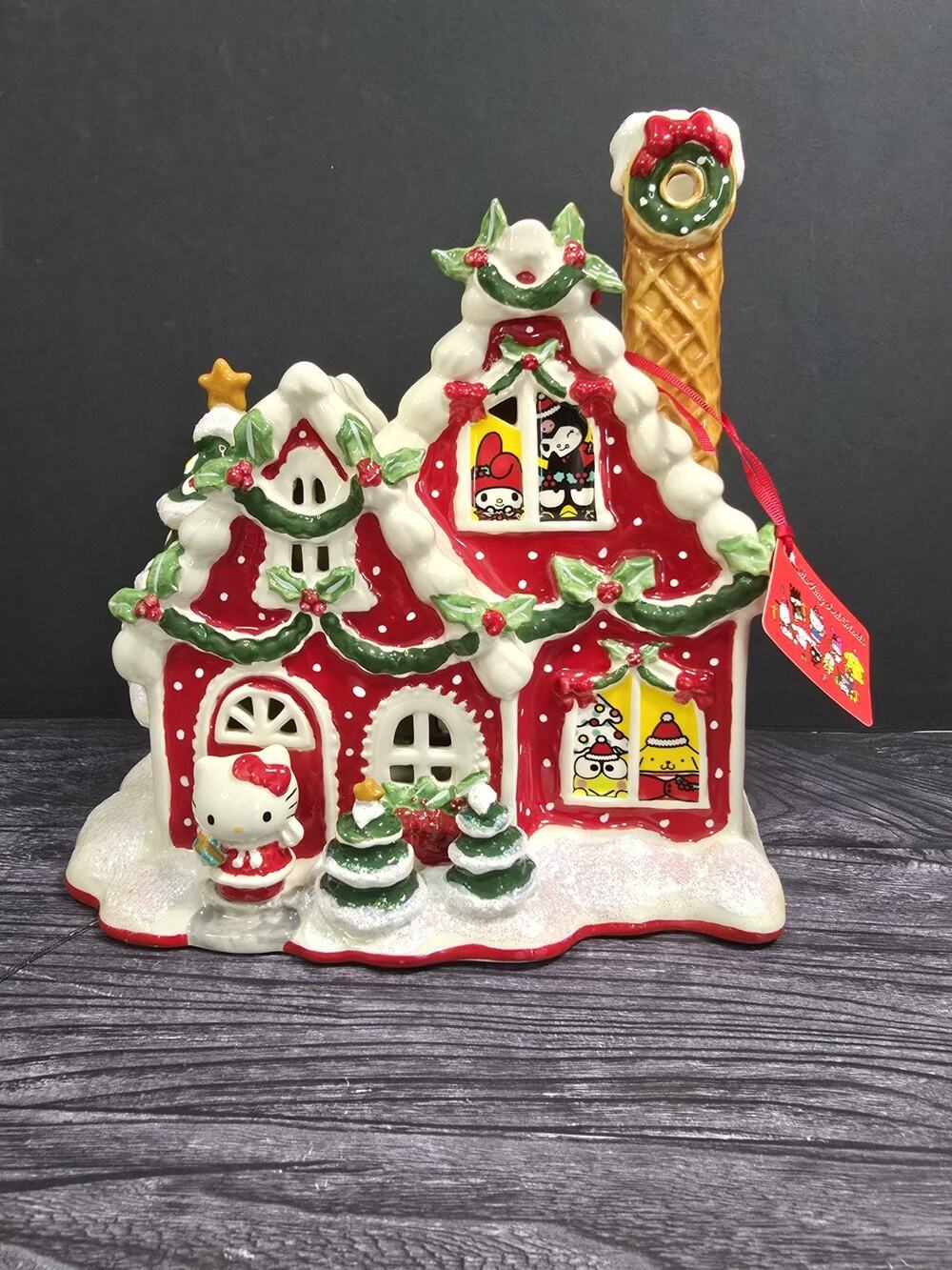 Blue Sky Clayworks Hello Kitty and Friends Snowy Christmas Candle House NWT